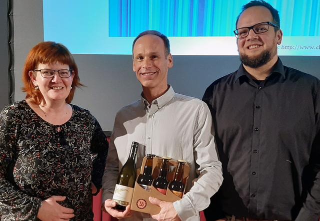 Sabine Fasching, Marcus Wadsak und Christian Kasper nach dem beeindruckenden Vortrag.