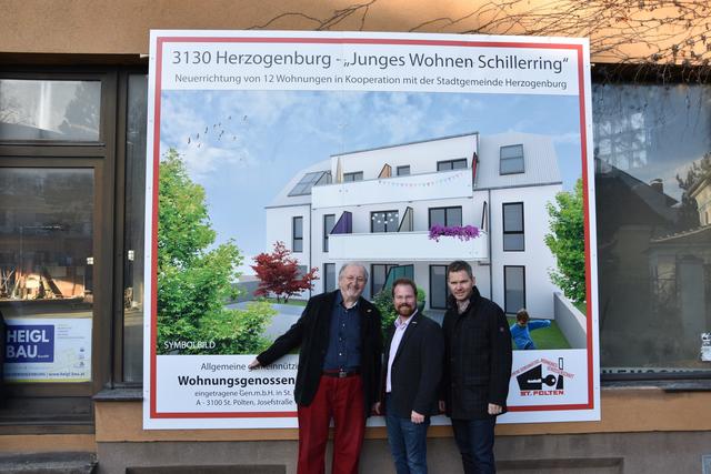 Direktor Wilhelm Gelb, Bürgermeister Christoph Artner, Architekt Gerald Wieländer.