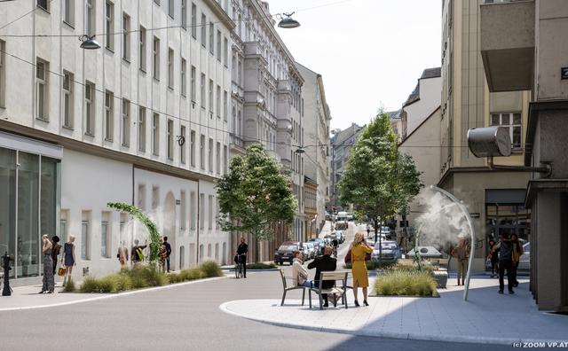 Was Neubau schon hat, will auch die Wieden: eine kühle Straße soll die Umgebungstemperatur um rund fünf Grad senken.