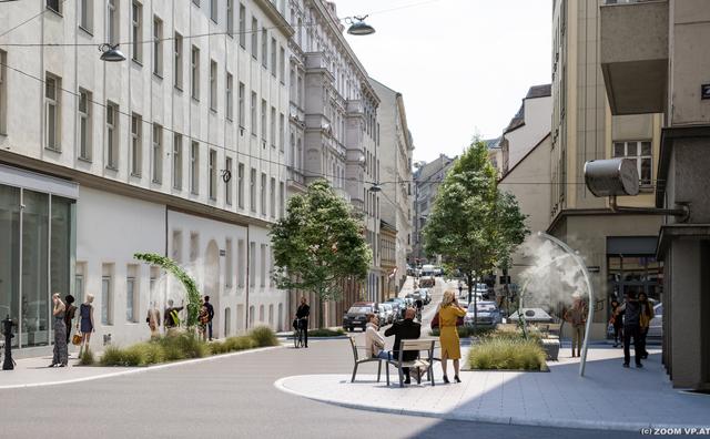 Was Neubau schon hat, will auch die Wieden: eine kühle Straße soll die Umgebungstemperatur um rund fünf Grad senken. | Foto: ZOOMVP/MA19