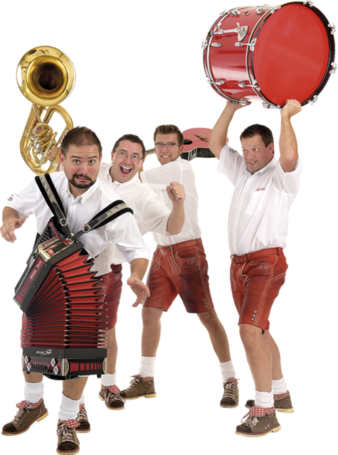 Werner, Tom, Martin und Ales sorgen als Quartett Steirer Sound für musikalische Unterhaltung beim Feuerwehrball im Festsaal Zettling.