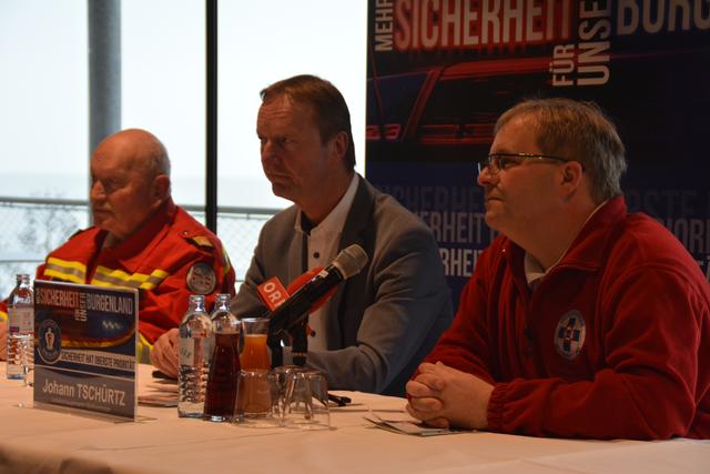 Präsentierten die Jahresbilanz 2019. Stefan Ferschich, Präsident der Österreichischen Wasserrettung Landesverband Burgenland, LH-Stv. Johann Tschürtz und Hans Moser, Landesleiter der Rettungshundebrigade Landesgruppe Burgenland