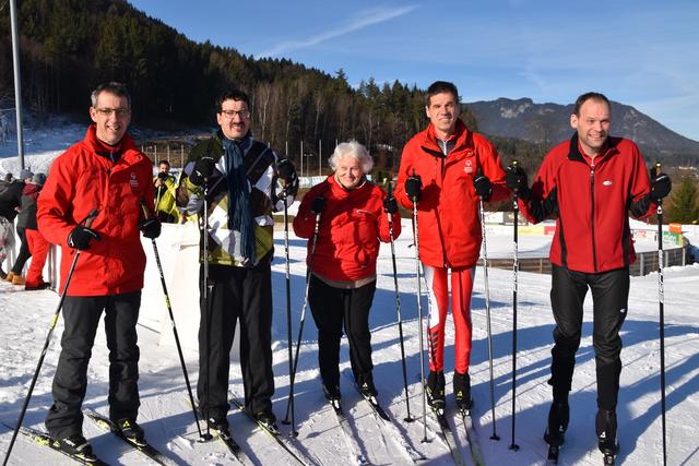 Langlauf-Quintett: Franziskus Schantl, Christian Hafner, Albine Arko, Hans Hopfgartner und Bernd Egger