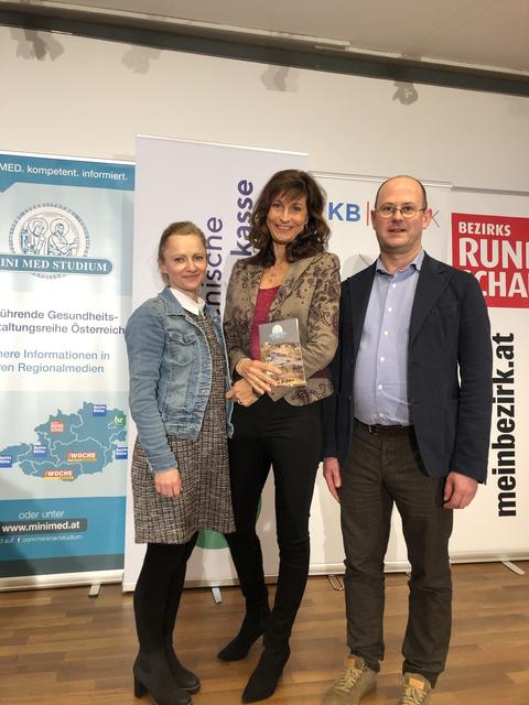 Christa Schlucker, Diätologen am Kepler Universitätsklinikum, Moderatorin Christine Radmayr und Oberarzt Stefan Ebner.