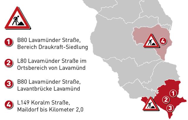 Die wichtigsten Baustellen 2020 im Lavanttal | Foto: Grafik: WOCHE