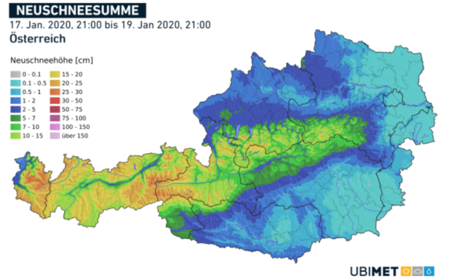 Am Wochenende bekommen wir das erste markantere Schneefallereignis im Jänner 2020.
