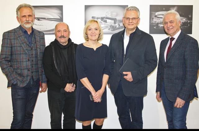 Günther Holler-Schuster (Neue Galerie, Graz), Klaus-Dieter Hartl (Kurator), Helga Sams (Vize-Bürgermeisterin), Dieter Bornemann, Helmut Leitenberger (Bürgermeister)