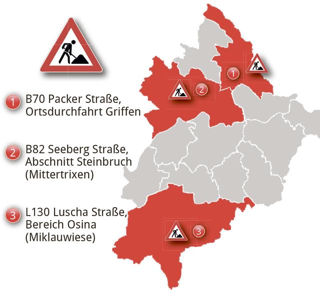 Die wichtigsten Baustellen 2020 im Bezirk Völkermarkt | Foto: Grafik: WOCHE