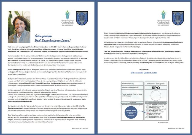 Die Wahlwerbung von Bürgermeister Gerhard Hutter sorgt derzeit für Kritik von Seiten der ÖVP