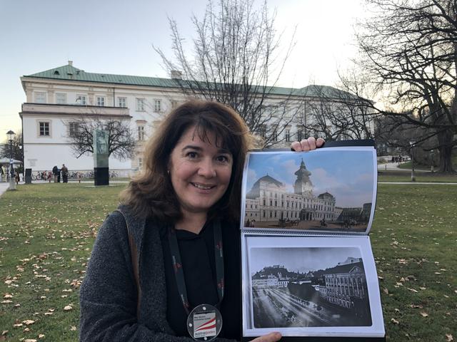 Marlene Kohlschütter-Schmidt führte beim kostenlosen Stadtspaziergang im Rahmen des "Monats der Vielfalt" durch das Andräviertel.