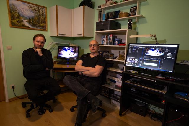 Bernhard Zimmermann und Ossi Pfaunz bei der Produktion des Videos. Hunderte Stunden Detailarbeit waren nötig.