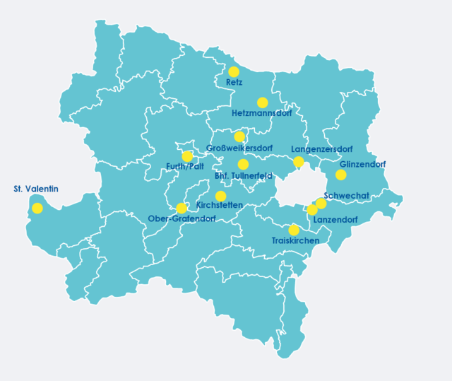 Karte der Standorte an denen der Bike&Ride-Anlagen 2020 ausgebaut werden.