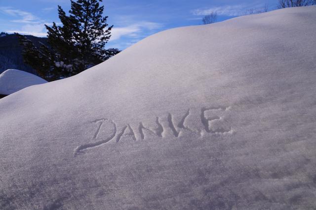Schnee eignet sich sehr gut um Danke zu sagen!