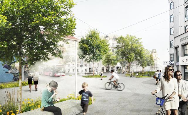 So könnte die Gumpendorfer Straße künftig aussehen. Mehr grün und eine Begegnungszone.