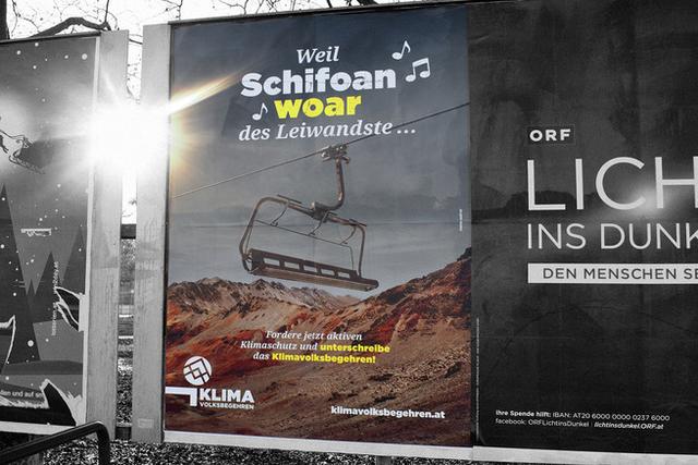 Plakat-Kamapgne des Klimavolksbegehrens
