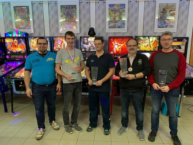 IFPA AUT CS Side 2019 (vlnr. Riedler Stefan (FlippArena), 2. Reinhard Hager, 1. Tamas Odler, 3, Peter Kroiss, Rusty Thomas Zwatz