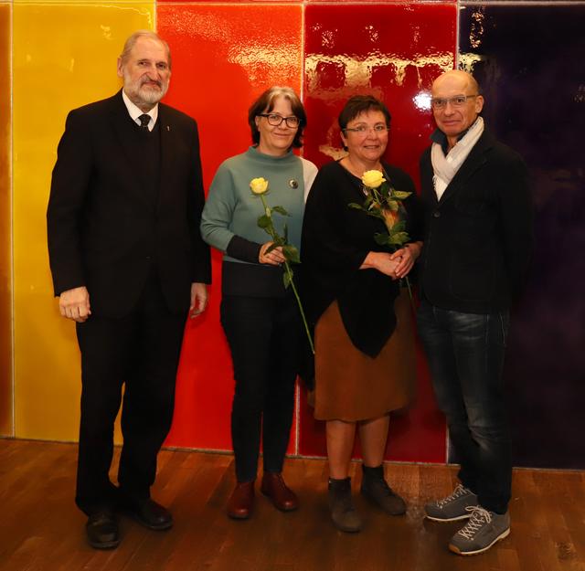 Bischofsvikar Wilhelm Vieböck, Eva Heimböck und Barbara Wimmer, Hofrat Günter Brandstetter (Land OÖ) (von links).