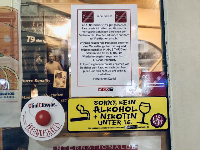 Seit 1. November 2019 gilt in ganz Österreich das generelle Rauchverbot in der Gastronomie.