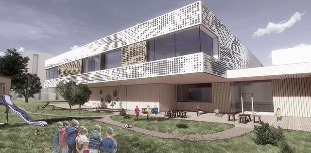 So wird das neue Kinderbetreuungszentrum Völs-West nach erfolgtem Neubau aussehen.