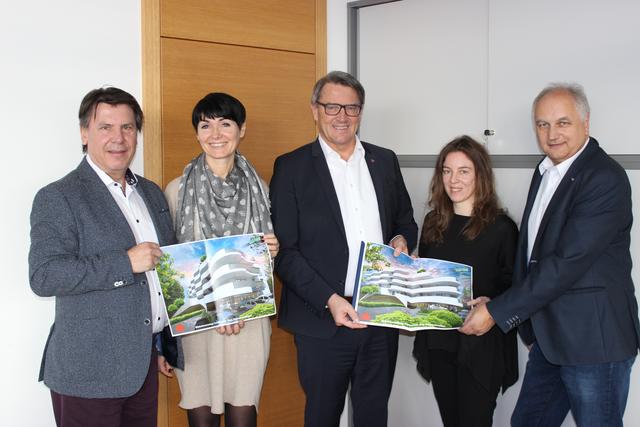 Neues Projekt am Start: Gerald Guttmann, Gerald Guttman, Prokuristin Petra Bencsics, OSG-Obmann KommR Alfred Kollar, Projektleiterin Sonja Svetits und Anton Holzer | Foto: OSG