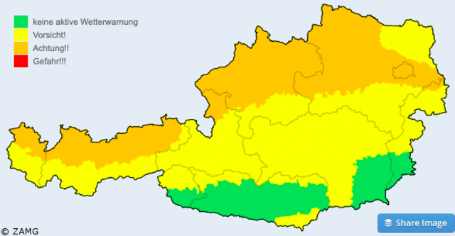 Sturmwarnung für ganz Österreich.