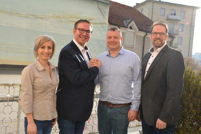 Neue Koalition: Sarah Huber (Grüne), Christian Haberhauer (ÖVP), Dominic Hörlezeder (Grüne), Markus Brandstetter (ÖVP).