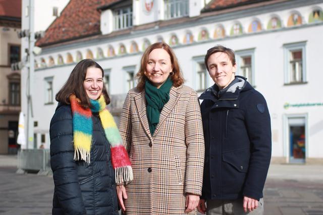 Die Grünen Leoben: Katrin Fladischer, Spitzenkandidatin Susanne Sinz und Jacob Becvar.