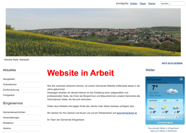 Schlusslicht im Ranking – aber in Arbeit: die Seite aus Klingenbach