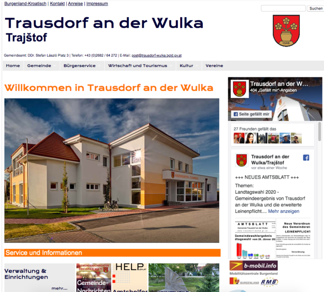 Etwas überladen: die Website der Gemeinde Trausdorf