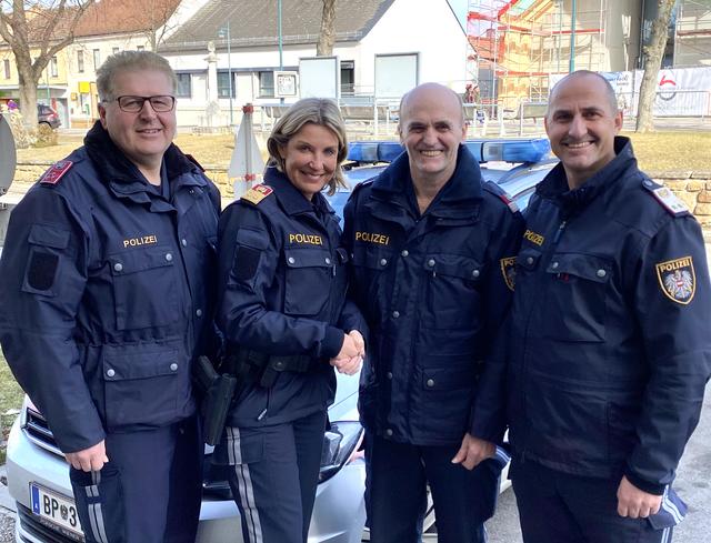 Gruppeninspektor Norbert Schüller, Oberstleutnant Sonja Fiegl, Gruppeninspektor Josef Inführ und Kontrollinspektor Robert Bichl. 
 | Foto: BPK Tulln