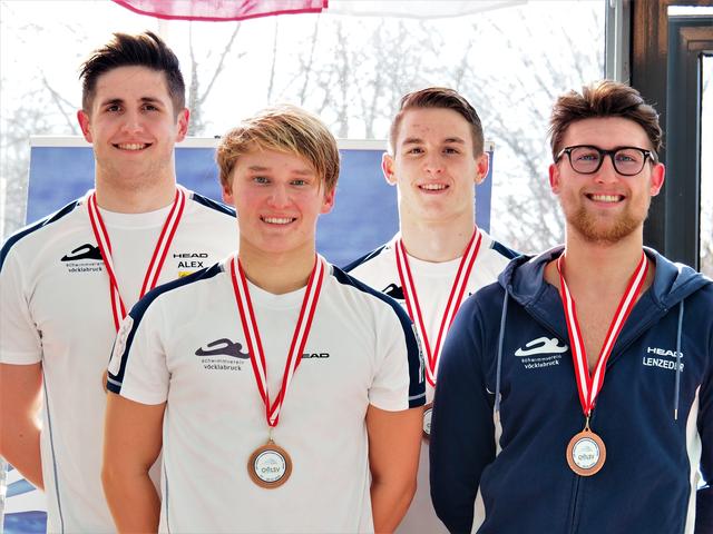 Die Herrenstaffel in der Allgemeinen Klasse, v. l. n. r.: Alexander Kliegel, Paul Part, Yorik Anzengruber und Patrik Lenzeder