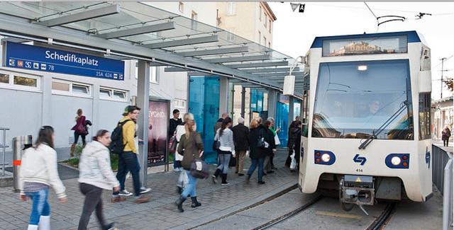 Die am stärksten frequentiere Haltestelle der Badner Bahn in Wien ist der Schedifkaplatz.