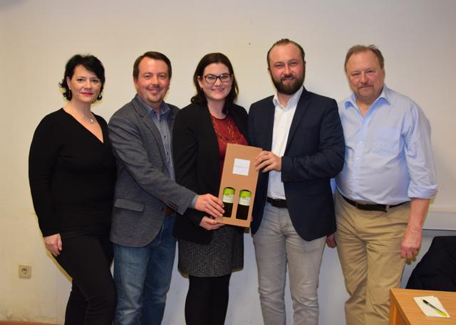 Bezirksfrauenvorsitzende Claudia Musil, Vizebürgermeister Albert Bors, Bezirksvorsitzende Melanie Erasim, Max Lercher und Moderator Martin Stifter.