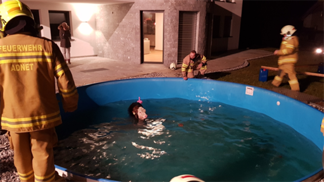 Nachdem das Wasser abgepumpt wurde, konnte das Tier geborgen werden.