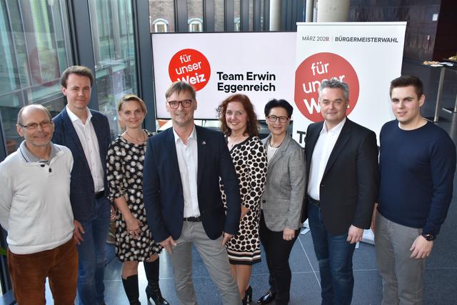 Das "Team Erwin Eggenreich" mit Oswin Donnerer, Patrick König, Bettina Bauernhofer, Erwin Eggenreich, Iris Thosold, Barbara Steiner, Ingo Reisinger und Julian Macher. | Foto: WOCHE/NdC