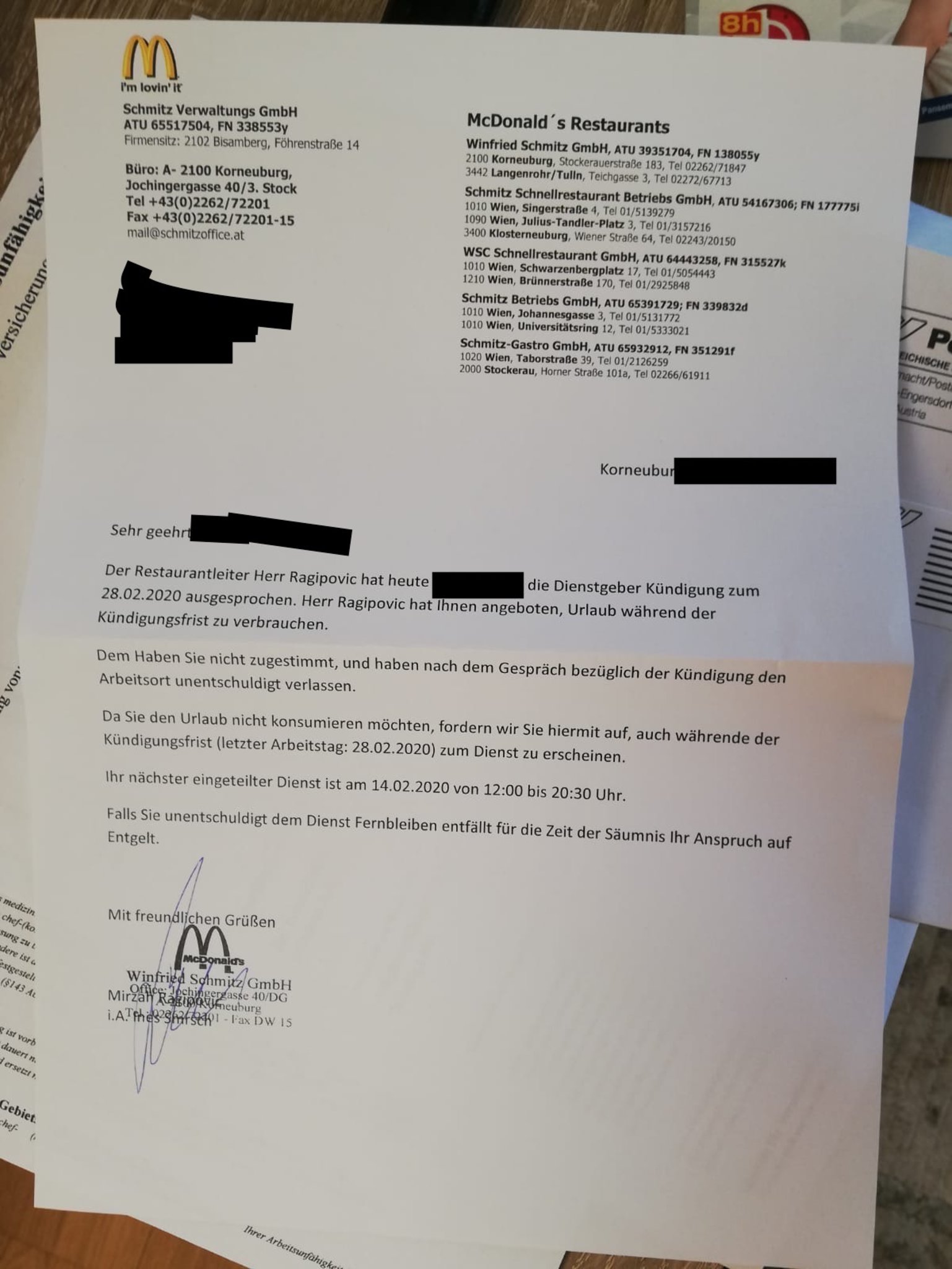Wirtschaft Frau Soll Zu Kundigung Genotigt Worden Sein Tulln