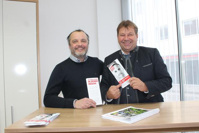 BezirksRundschau-Perg-Geschäftsstellenleiter Fritz Huber (links) und Wirtschaftskammer-Bezirksobmann Wolfgang Wimmer rufen zur Teilnahme auf.