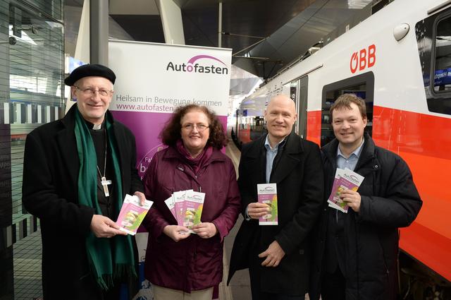 VCÖ, ÖBB sowie die Katholische und Evangelische Kirche rufen zum Autofasten in der Fastenzeit auf.