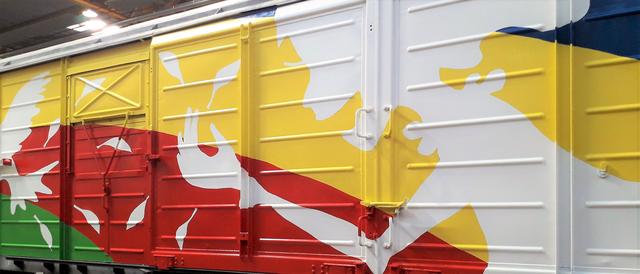 Fertig gestalteter Fahrradwagen (Detail)