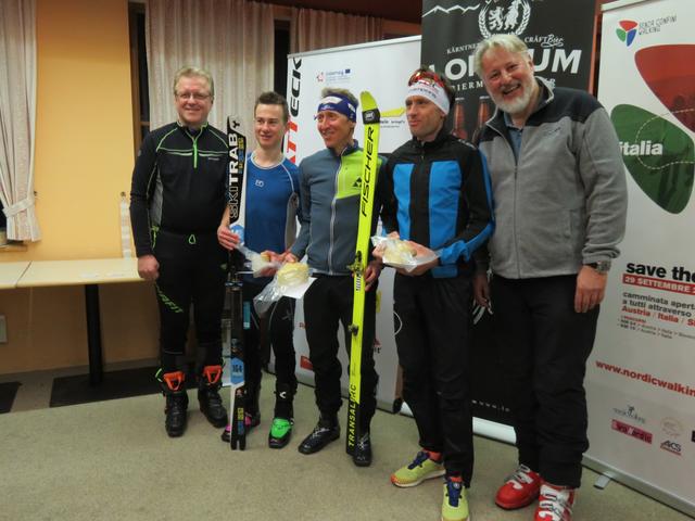 Sieger bei den Herren: Christof Hochenwarter, Christian Hoffmann, Silvio Wieltschnig mit Reinhard Antolitsch (l.) und Heimo Senger