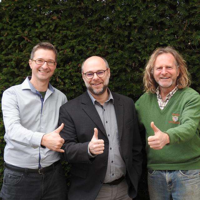 Grüne in Fehring: Spitzenkandidat Dieter Dirnbauer (M.) mit Ernst Heuberger (l.) und Richard Wilfling (r.).