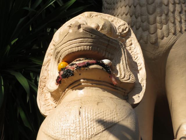 Aufnahme 11.2.2020 die Wächter-Dämonen von Wat Phnom werden regelmäßig gefüttert