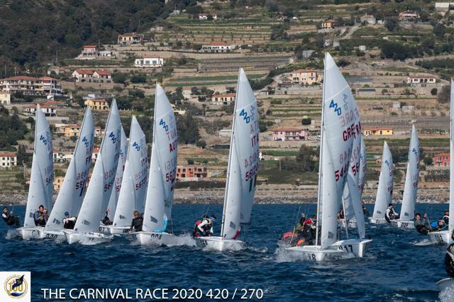 Beim Carnival Race 2020 in San Remo holte Sebastian Slivon vom UYC Mattsee die Goldmedaille mit seiner Kärntner Steuerfrau Rosa Donner (KSVL). | Foto: Yacht Club Sanremo