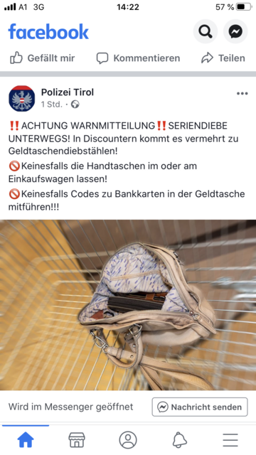 Die Polizei warnt in den sozialen Netzwerken vor Seriendieben. | Foto: Herrmann