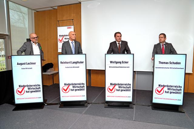Runde der Spitzenkandidaten: August Lechner (GW), Reinhard Langthaler (FW), Wolfgang Ecker (WB) und Thomas Schaden (SWV).
