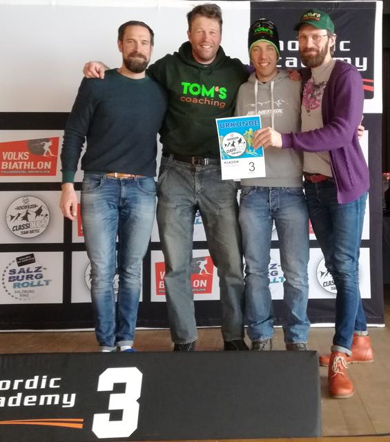 Das Team "Speedmanggeis" ( Johannes Eder, Mike Kirchler, Tom Steurer, Matthias Kuhn) erzielte beim Teambattle in Hochfilzen den 3. Platz.