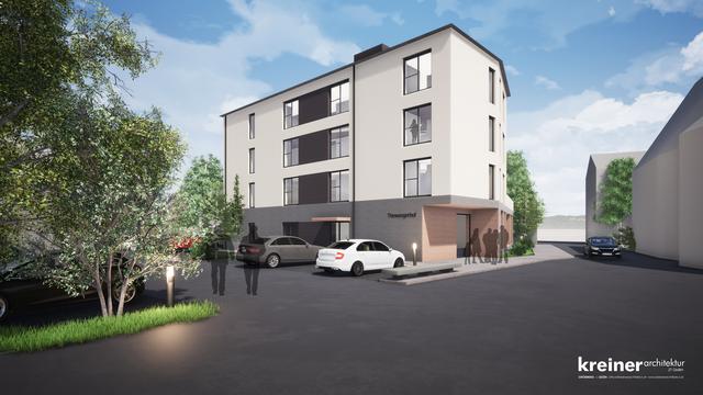 So wird der Liesingtalerhof nach der Fertigstellung im Herbst 2021 aussehen, das Wohnprojekt im Rendering.