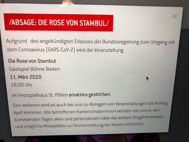 Kundmachung auf der Homepage des Festspielhauses St. Pölten.