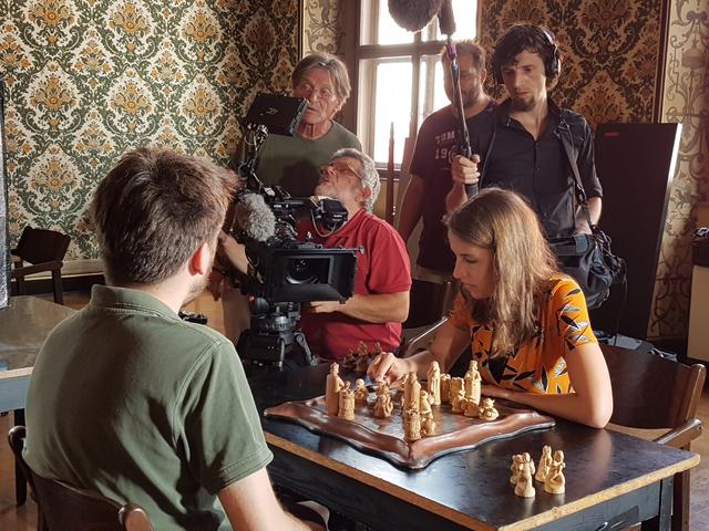 Beim Dreh: das ORF-Team, Peter Schreiner und Margot Landl