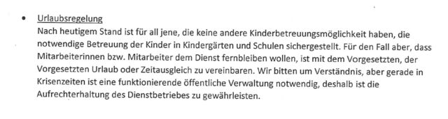 Aus dem Schreiben an die Klagenfurter Magistratsmitarbeiter